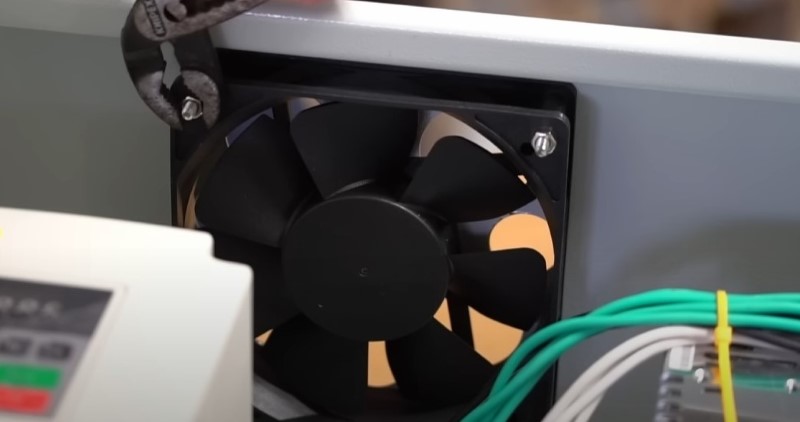 The fan that cools the cnc electronics in the cnc electronics system cabinet
